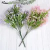 Meldel Künstliche Pflanzen falsche Mailandgrasgrün Pflanze Plastikblume Mini Zweige DIY Blumenarrangement Home Party Hochzeitsdekoration