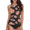 Carena per le foglie femminili costume da bagno tankini set in alto in alto o cazzo al collo spingi su due pezzi bikini estivi da bagno costume da bagno abbigliamento da spiaggia