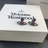 Designer Viviane Westwood 23 Spring/summer Hot Western Empress Dowager Full Diamond Saturn Earrings Female Classic Flat Planet Earrings Straight