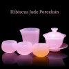 Hibiscus Jade Porzellan Teetasse rosa glasierte Jade Kung Fu Tee -Set Chinesische Retro -Stil Tee Tasse Unterhalten Gäste Home Tea Set Geschenk