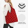 Förvaringspåsar tryck mode svart och röd polka dot shopping tote bärbar shoppare axel handväska
