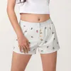 Shorts femininos verão doce lounge floral para mulheres casuais elástico médio calças curtas calças curtas
