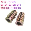 100-1000pcs M4 m5 m6 m8 m10 Zinc Alloy Thread For Wood Insert Nut Flanged Hex Drive Head Furniture Nuts