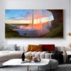 Landscape Iceland Waterfall Canvas Painting Nature Sunrise Posters and Prints Wall Art Pictures Living Room Home Decor No Frame