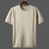 T-shirts pour hommes T-shirt de couleur unie de haute qualité Men Hommes Round Necy Summer Luxury Silk Souhable Fashion Casual Casual Malf Mashed