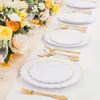 Bowls 100pcs Golden Plastic Plates White And Disposable For Party Wedding Include 50pcs 10.25inch Dinner