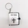 Small Bibles Key Chains for Keepsakes Black Cover Plastic Mini Key Chain Spanish Holy Bible Christening Baptism Party favor