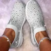 Fitness Shoes Women Crystal Bling Sneakers Summer Casual Breathable Knitted Sock Vulcanize Comfortable Slip On Flat Loafers