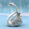 2pcs / lot Crown Glass Table Swan Baking Decorative Birthday Anniversary Ornement Cake Topper Figure Paper Weight Bureau Home Decor