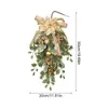 Dekorativa blommor Julkrans Pre-Lit Artificial Teardrop Upside Down Tree Door Hangings Wall Decorations