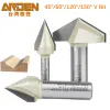 ARDEN V Bit 45 60 120 150 Degree Engraving Router Bit Carbide Woodworking 3D Carving V-shaped Bevel Tipped Milling Cutter MDF