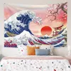 La grande ondata giapponese Ocean Wave Wall Decorations sospeso per le decorazioni del tramonto di Cherry Blossom Sunset Kanagawa Tapestry per arredamento per la casa