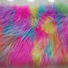 Multi-color jacquard Rainbow plush clothfaux fur fabricfelt clothfabric for dolls 240326