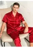 Birdsky 1set Men Pyjamas Pijamas Pajama PJ Set Men Nightwear Sleeve Sleeve Sleewear 19mm 100% Mulberry Silk Satin Solid S-332 240326