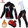 X-Tiger Winter Cycling Jerseysセット長袖のサーマルフリース自転車の服は暖かい自転車摩耗スーツスポーツウェアを維持する