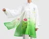 unisex 3pcs/set Tai chi uniforms taijiquan suits veil embroidery Lotus wushu martial arts clothing gradient green/pink