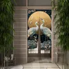 Japanese Ukiyo-e Door Curtain Carp Crane Doorway Curtain Cherry Blossoms Linen Decorative Drapes Cafe Restaurant Decor Partition