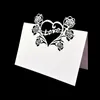 50pcs Laser Cut Love Heart Rose Table fleurie Nom des cartes de lis