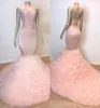 Seksowne sukienki na studniowe backless koronkowe aplikacje kantarki bez rękawów kobiety koktajle suknie koktajlowe satynowe pióro po pociąg Syrenka Prom Dres7777210