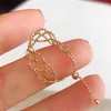 Clusterringe Real 18k Gold Verstellbarer Ring Echtes Au750 Lace Mesh Weichkette Einfache Mode Fine Schmuck Geschenk für Frauen