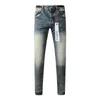 Pantalon féminin 2024 Jeans de marque violette 1: 1 High Street Blue Matte Wash Réparation de mode Low Rise Skinny Denim