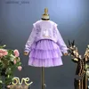 Girl's Dresses Cartoon Baby Girls Clothing Set Cotton Söt kappa och kjol 2st julfest Rainbow Mesh Princess Girls Kjol Duits L47