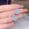 Bengelen oorbellen natuurlijke aquamarine 925 zilveren hoepel licht blauw edelsteen vast sterling eenvoudig voor vrouwen