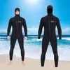 Heren wetsuits jumpsuit full body 5m mm neoprene capuchon nat pak zwempak voor watersportkajakken snorkelen