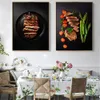 Gemüse Obst frisches Fleisch Futter Futter Leinwand Malerei Drucke Skandinavische Poster Wandkunst Bilder für Restaurant Home Kitchen Dekor