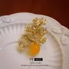 Real Gold Plated Zircon Dragon Shaped Crystal Brooch Exquisite High-level Suit Pin China-chic Minority Accessories Female