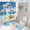 Dolfijnprint douchegordijn Modern Marine Life Badgordijn Hoogwaardige tapijttoilet Tapijten Waterdichte badmat Set badkamer