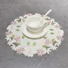 Bord mattor runda rosblomma broderier plats mattor tyg placemat doily kaffe te kök kopp juldekor