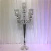 5PCS) 110 cm Wysokość 5-ramą metalowe złoto-srebrne kandelabry z kryształowymi zawieszkami ślubnymi świecznik