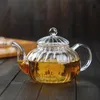 Striped pumpkin shape flower teapot Flower TeaCup Glass Teapot with Infuser Tea Leaf Herbal Heat Resistant Glass Pot