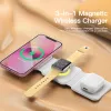 Chargers Essager 3 In 1 Manyetik 15W Qi Kablosuz Şarj Cihazı Katlanabilir Şarj Cihazı İPhone 13 12 /AirPod /Iwatch 7 6 Xiaomi Hızlı Şarj