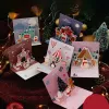 Cartolina di Natale 3d pop up santa cartoli sposano biglietti di auguri di Natale Inviti per feste di Natale regali di auguri di auguri di auguri per bambini
