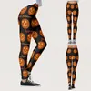 Aktive Hosen Mode Kürbiskopf Leggings Erwachsener 3D -Druckdame Hosen Halloween Karnevalsparty Fitness Sportswear Bottom für Frauen