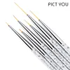 3PCS / Set Marble Match Handle Nail Art Brush Ligne Painting Drawing stylo Gel UV POLIS ACRYIQUE FRENSION BRIST