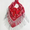 Rhinestone Fringe Bandana Kadınlar Bachelorette Bach Partisi Süslenmiş Üçgen Eşarp Paisley Baskı Nedime Teklif Hediyesi