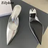 Eilyken 2024 Spring Brand Женщины Slapper Pointed Toe Slip на дамских мулах тонкие низкие каблуки на открытом воздухе сандалии 240329