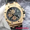 AP Moissanite Muñeco Reloj Royal Oak Offshore Series 26470or Black Panel de 18k Rose Gold Mechanical Mensic Mens Reloj 42 mm