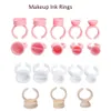 Cups de tinta de tatuagem de tatuagem rosa/ branca de alta qualidade anel de maquiagem permanente de maquiagem Microblading Pigmment Pigment Rings 100pcs/ bolsa