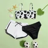 Swimwear stampato di mucca di latte per bambini adolescenti cinghie di nuoto floreale Summer Swimsuit 8-13 Anno 2 pezzi Bikini Swimming Beachwear