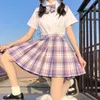 Costume de costume d'école japonaise jk uniforme marin seifuku fille jupe set plaid jupe ensemble lot de schope plissé étudiant