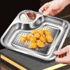 Plates Serving Platters Trays Multi Purpose French Fries Ketchup Holder Dumpling Plate With Vinegar Snack 2Grid Spices Dish For Parties