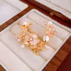 Real Gold Electroplated Flower, Pearl, Zircon New Chinese Fashion Brooch, Niche High-end and Versatile Accessory