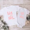 Starsza siostra młodsza siostra dziewczęta Tshirt Baby Rompers Summer Short Sleeve Kids