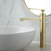Kran łazienkowy złota mosiężna mosiężna basen kran zimny i gorąca woda zlewozmywak z umywalką pojedynczy uchwyt montowany szczotkowany złoto kranu