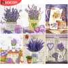 Huacan Diamond Målning Full borr Square Lavender Diamond Embrodery Cross Stitch Flower Mosaic Kitchen Nedlework Home Decor