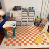 Carpets Plush Checkerboard Carpet For Children's Bedroom Living Room Fluffy Plaid Soft Floor Mat Non-slip Doormat Area Rug Home Decor
